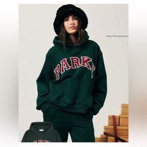 PARKE NWT Varsity Hoodie Forest + Maroon L/XL